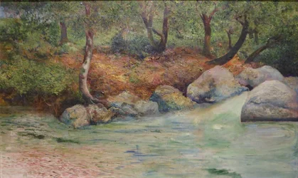 Paysage avec forêt et rivière
